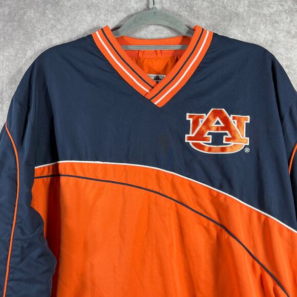 Auburn Tigers Jacket Men Large Orange Blue Pullover Side Zip Fleece Lined Sports - Picture 3 of 12
